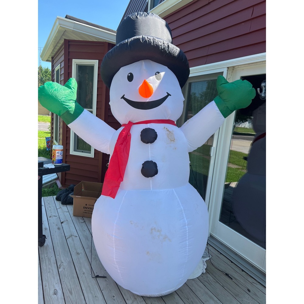 Christmas Inflatable Snowman Outdoor Yard Decoration Top Hat Red Scarf 7ft